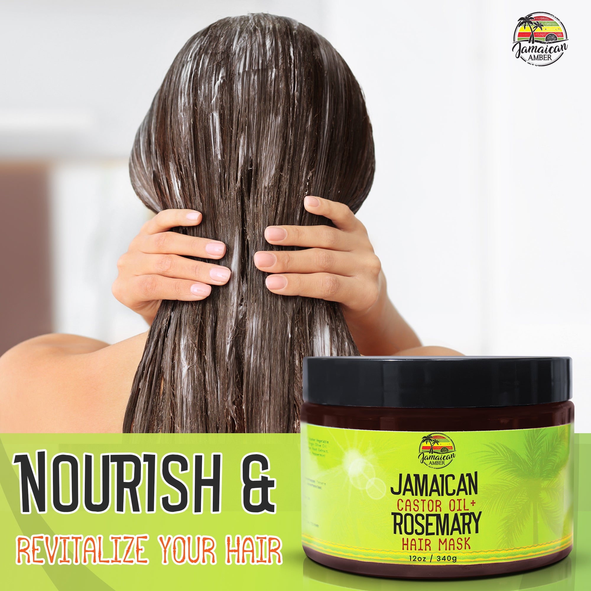 Jamaican Amber Jamaican Castor Oil & Rosemary Hair Mask 12 oz/354 ml Mitchell Brands - Mitchell Brands - Skin Lightening, Skin Brightening, Fade Dark Spots, Shea Butter, Hair Growth Products