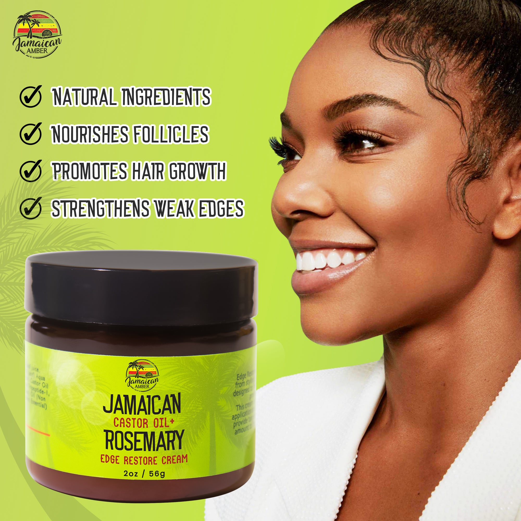 Jamaican Amber Jamaican Castor Oil & Rosemary Edge Restore Cream 2 oz/60 ml Mitchell Brands - Mitchell Brands - Skin Lightening, Skin Brightening, Fade Dark Spots, Shea Butter, Hair Growth Products