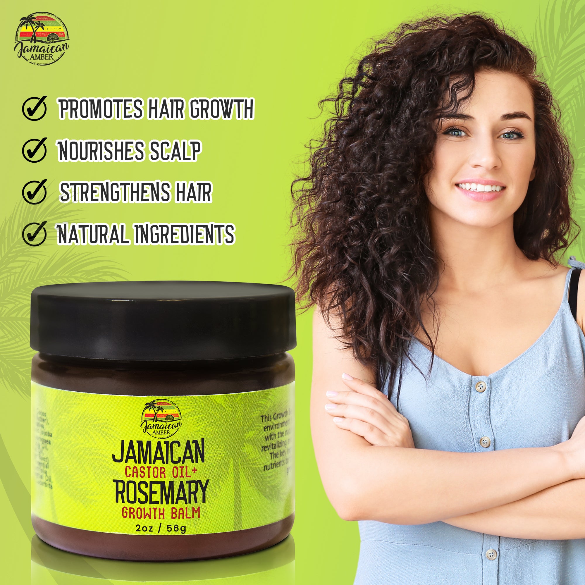 Jamaican Amber Jamaican Castor Oil & Rosemary Hair Growth Balm 2 oz/60 ml Mitchell Brands - Mitchell Brands - Skin Lightening, Skin Brightening, Fade Dark Spots, Shea Butter, Hair Growth Products