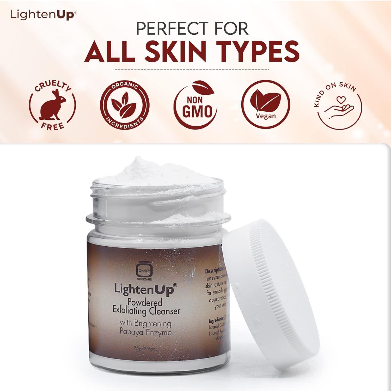 LightenUp Plus Powdered Exfoliating Cleanser 75g LightenUp - Mitchell Brands - Skin Lightening, Skin Brightening, Fade Dark Spots, Shea Butter, Hair Growth Products