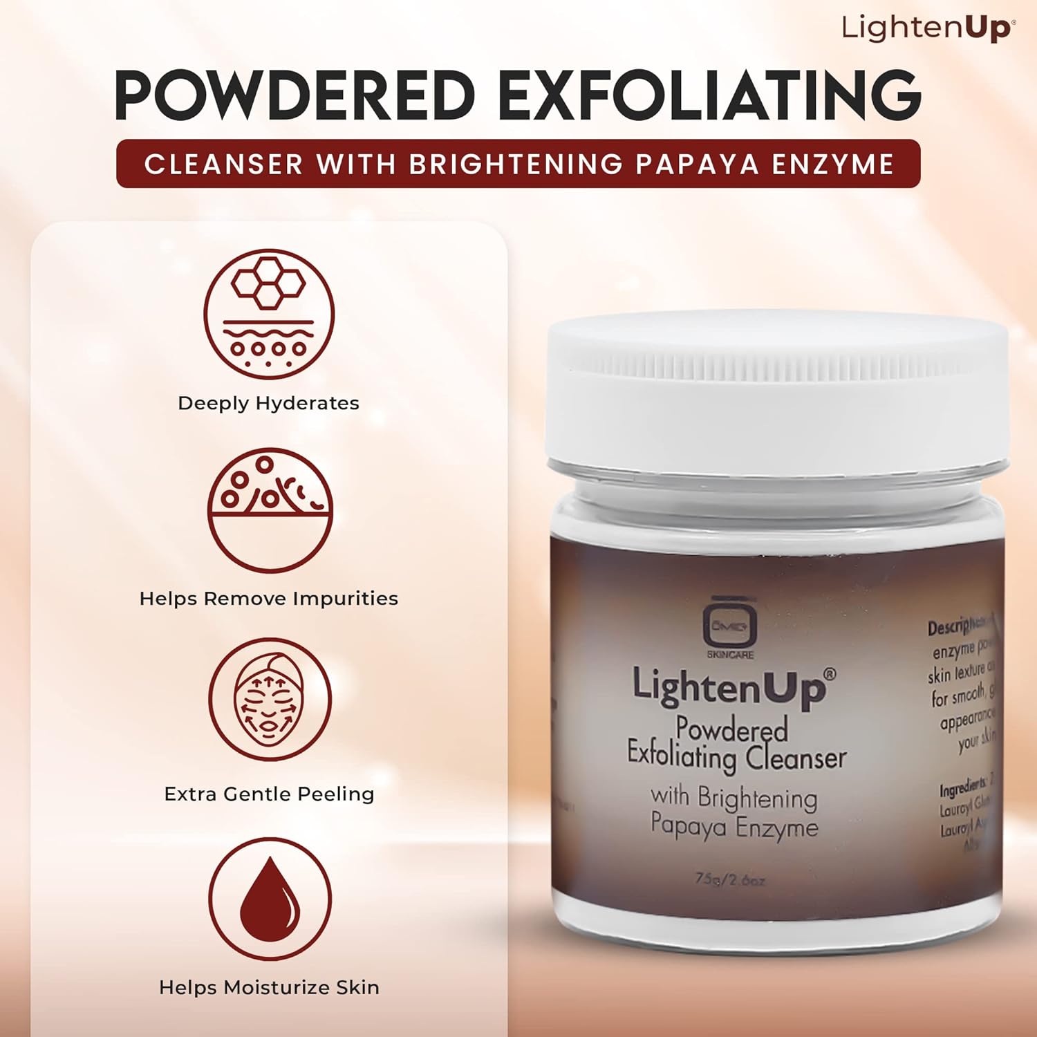 LightenUp Plus Powdered Exfoliating Cleanser 75g LightenUp - Mitchell Brands - Skin Lightening, Skin Brightening, Fade Dark Spots, Shea Butter, Hair Growth Products