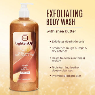 Omic LightenUp PLUS Exfoliating Papaya Body Wash with Shea Butter - 1000ml / 33.81 Oz LightenUp - Mitchell Brands - Skin Lightening, Skin Brightening, Fade Dark Spots, Shea Butter, Hair Growth Products