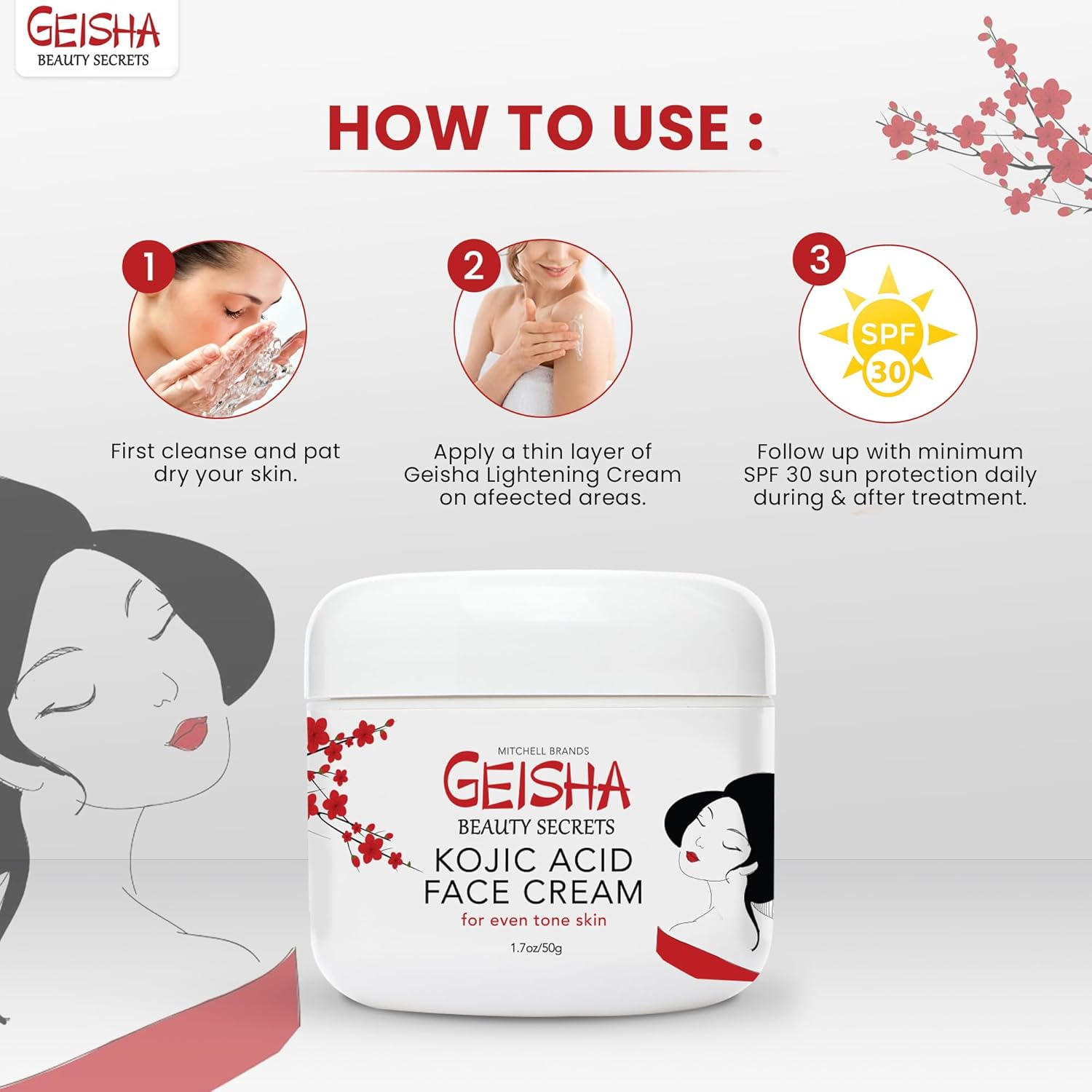 Crema aclaradora activa Geisha con ácido kójico - 50ml / 1.7 fl oz