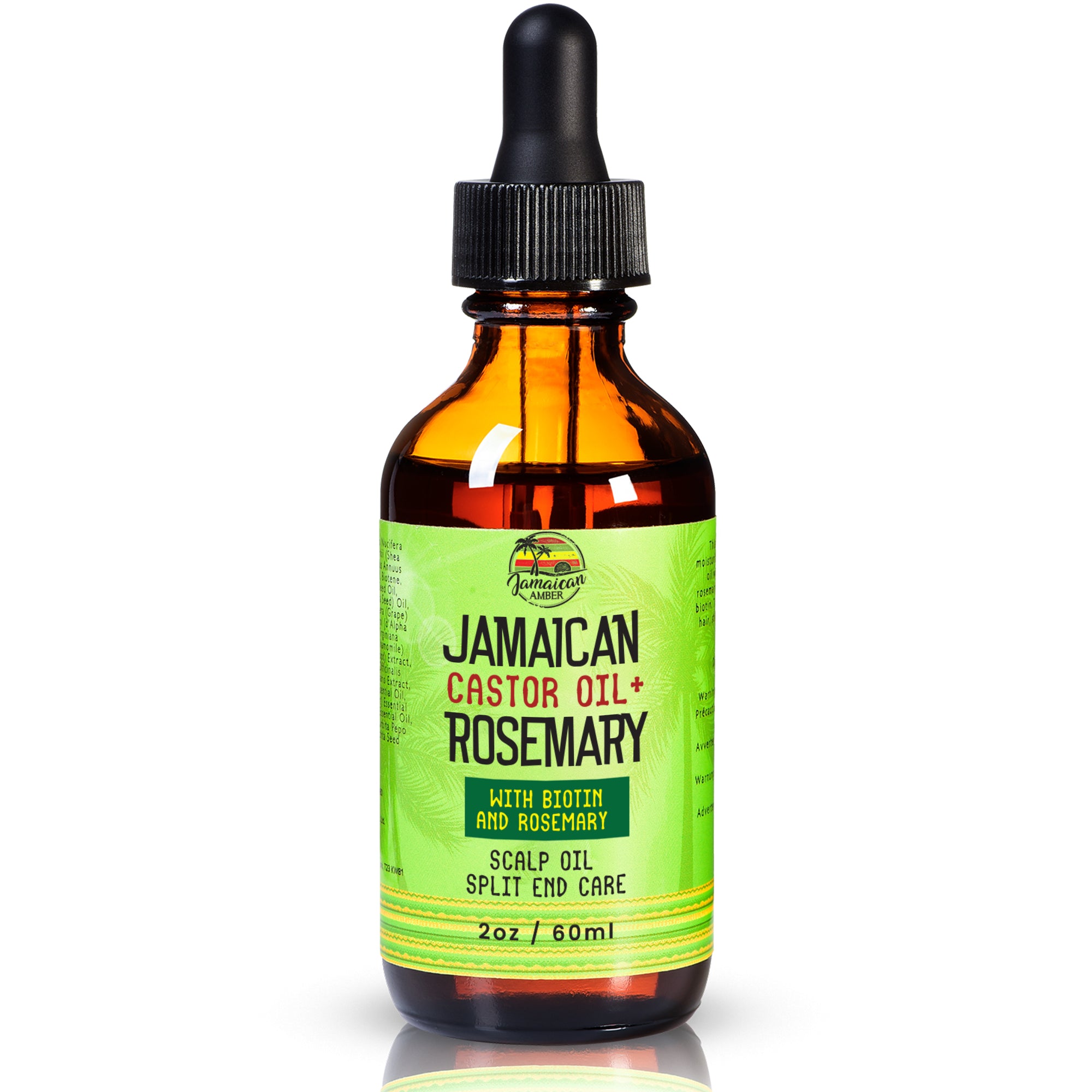 Jamaican Amber Jamaican Castor Oil & Rosemary Hair Oil  2 oz/60 ml Mitchell Brands - Mitchell Brands - Skin Lightening, Skin Brightening, Fade Dark Spots, Shea Butter, Hair Growth Products