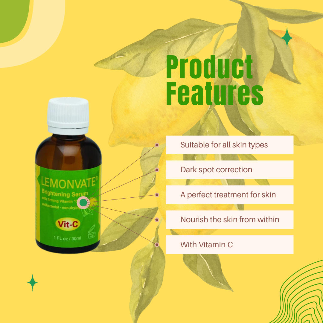 Lemonvate Brightening Serum Vitamin C 30ml Mitchell Brands - Mitchell Brands - Skin Lightening, Skin Brightening, Fade Dark Spots, Shea Butter, Hair Growth Products