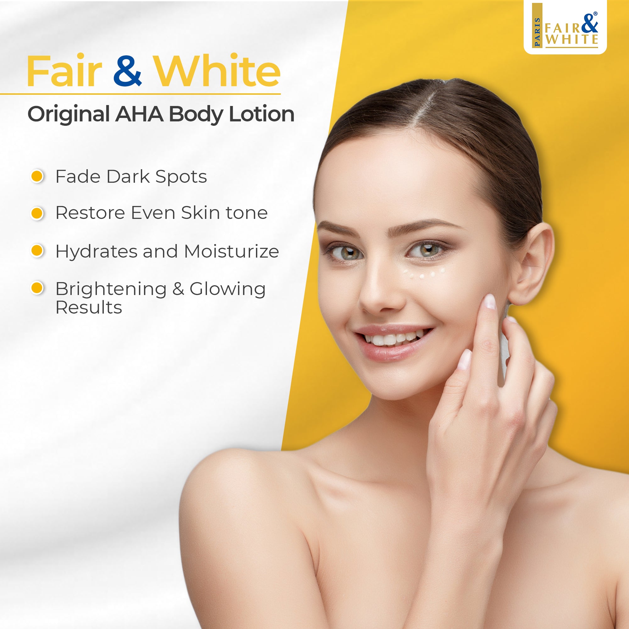 Fair & White Original AHA Body Lotion - 500ml / 17.6 fl oz Fair & White Original - Mitchell Brands - Skin Lightening, Skin Brightening, Fade Dark Spots, Shea Butter, Hair Growth Products