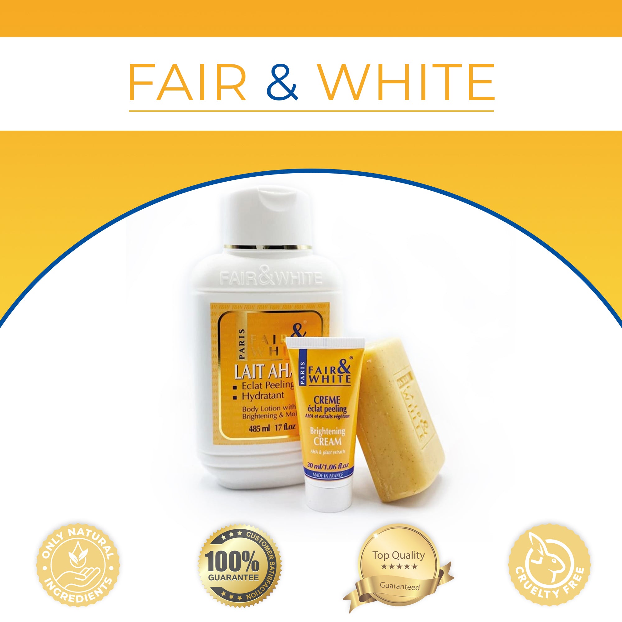 Fair & White Original AHA Body Lotion - 500ml / 17.6 fl oz Fair & White Original - Mitchell Brands - Skin Lightening, Skin Brightening, Fade Dark Spots, Shea Butter, Hair Growth Products