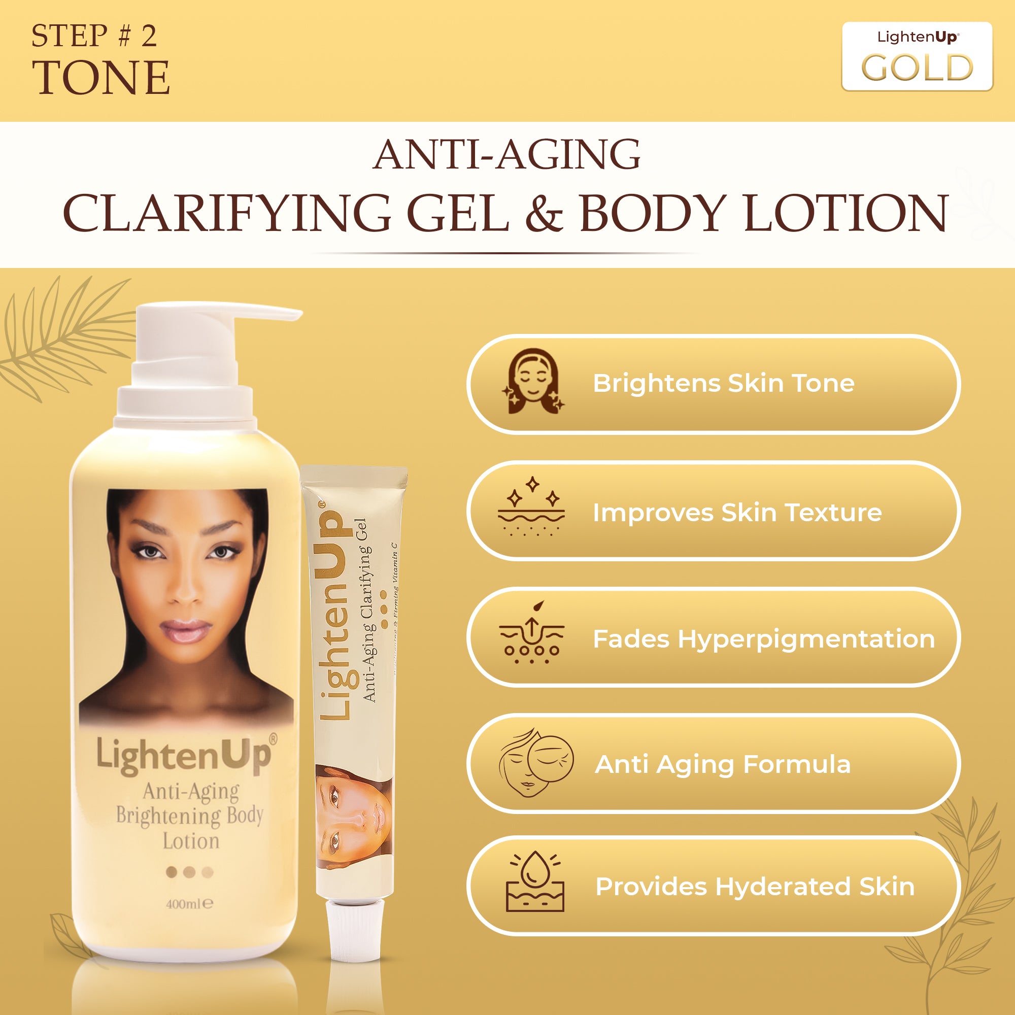 LightenUp Gold Anti Aging Bundle Mitchell Brands - Mitchell Brands - Skin Lightening, Skin Brightening, Fade Dark Spots, Shea Butter, Hair Growth Products