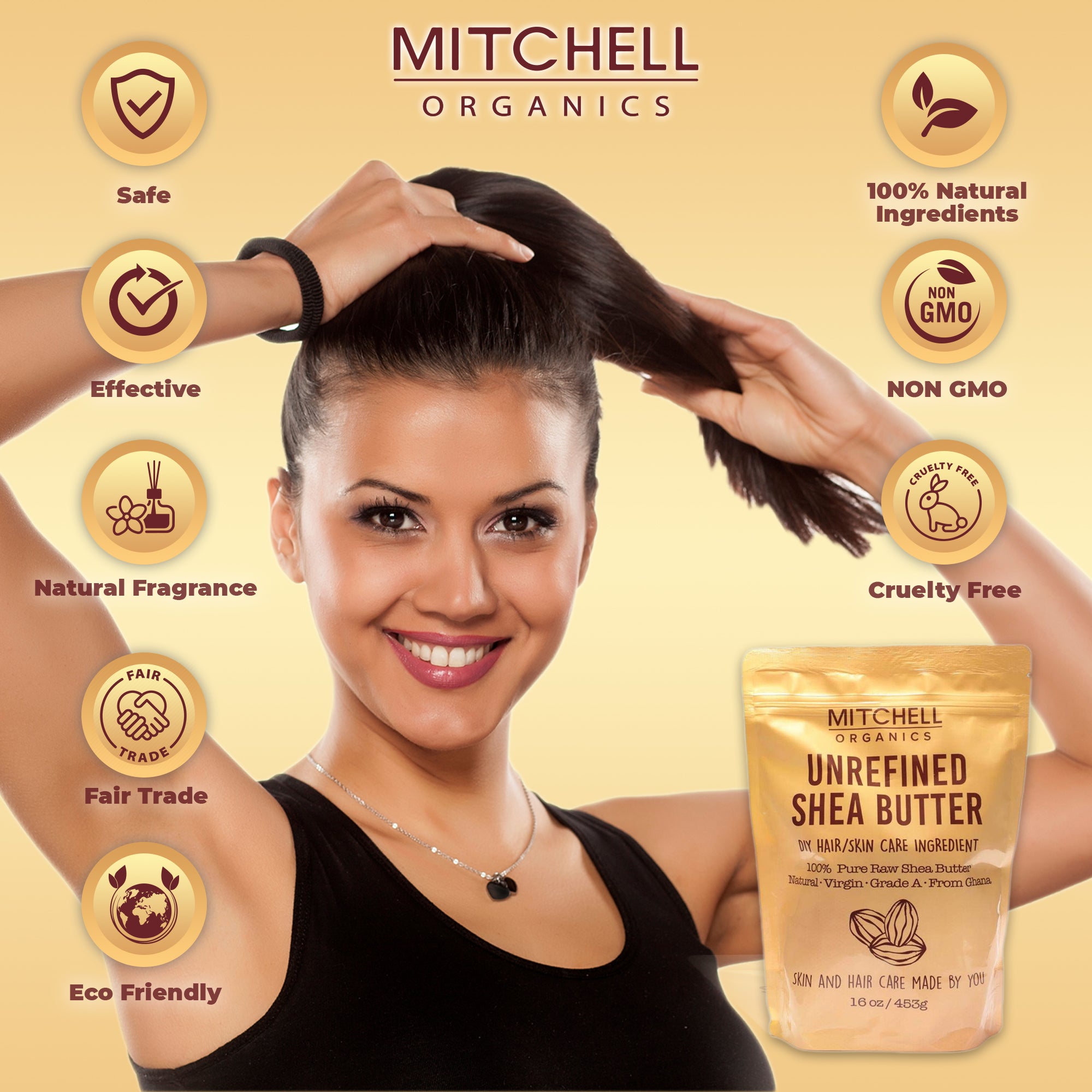 Mitchell Organics Unrefined Shea Butter Bar 16oz Mitchell Group USA, LLC - Mitchell Brands - Skin Lightening, Skin Brightening, Fade Dark Spots, Shea Butter, Hair Growth Products