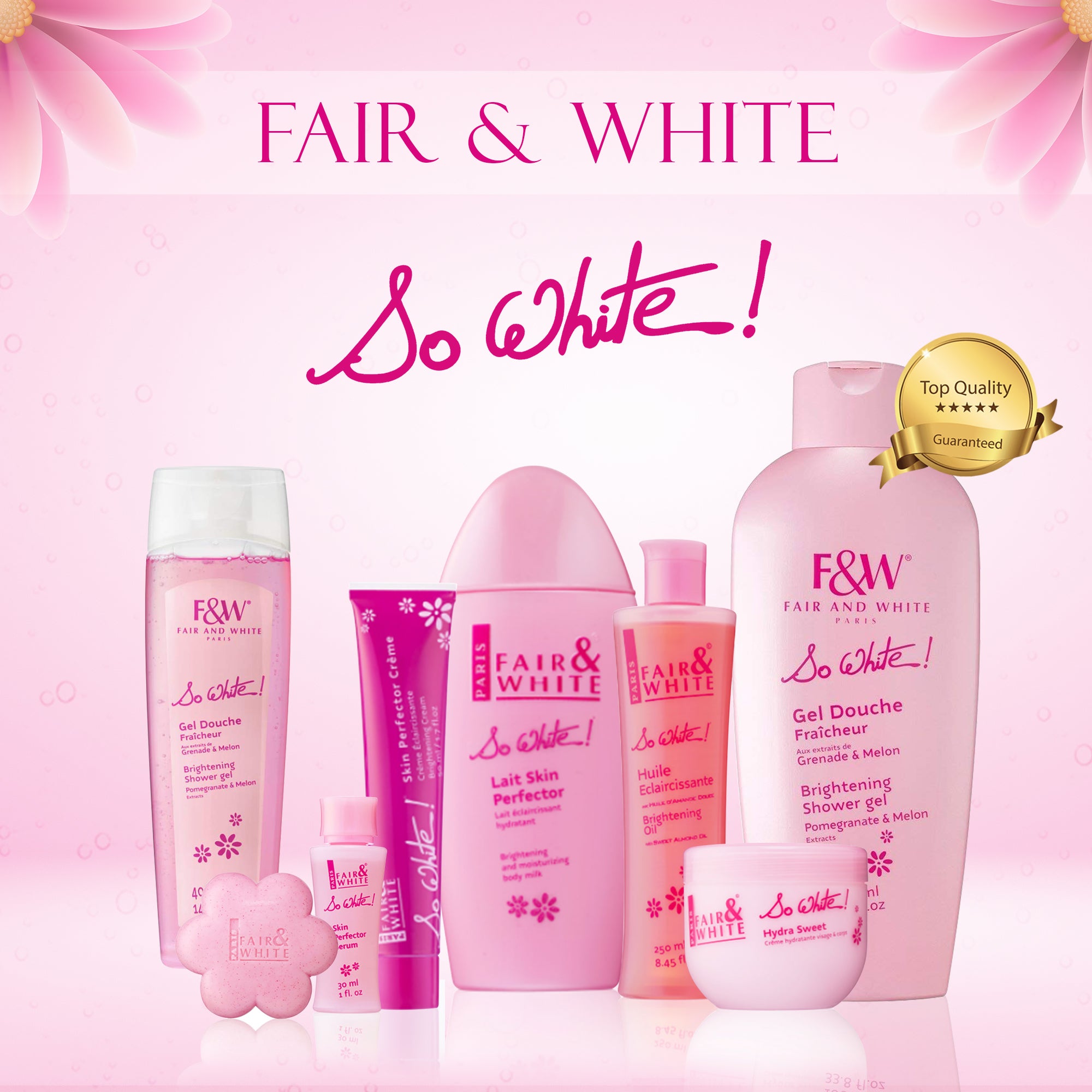 Fair & White So White Brightening Shower Gel - Ultra-refreshing Shower Gel - 1000ml / 33.81 fl oz Fair & White So White - Mitchell Brands - Skin Lightening, Skin Brightening, Fade Dark Spots, Shea Butter, Hair Growth Products