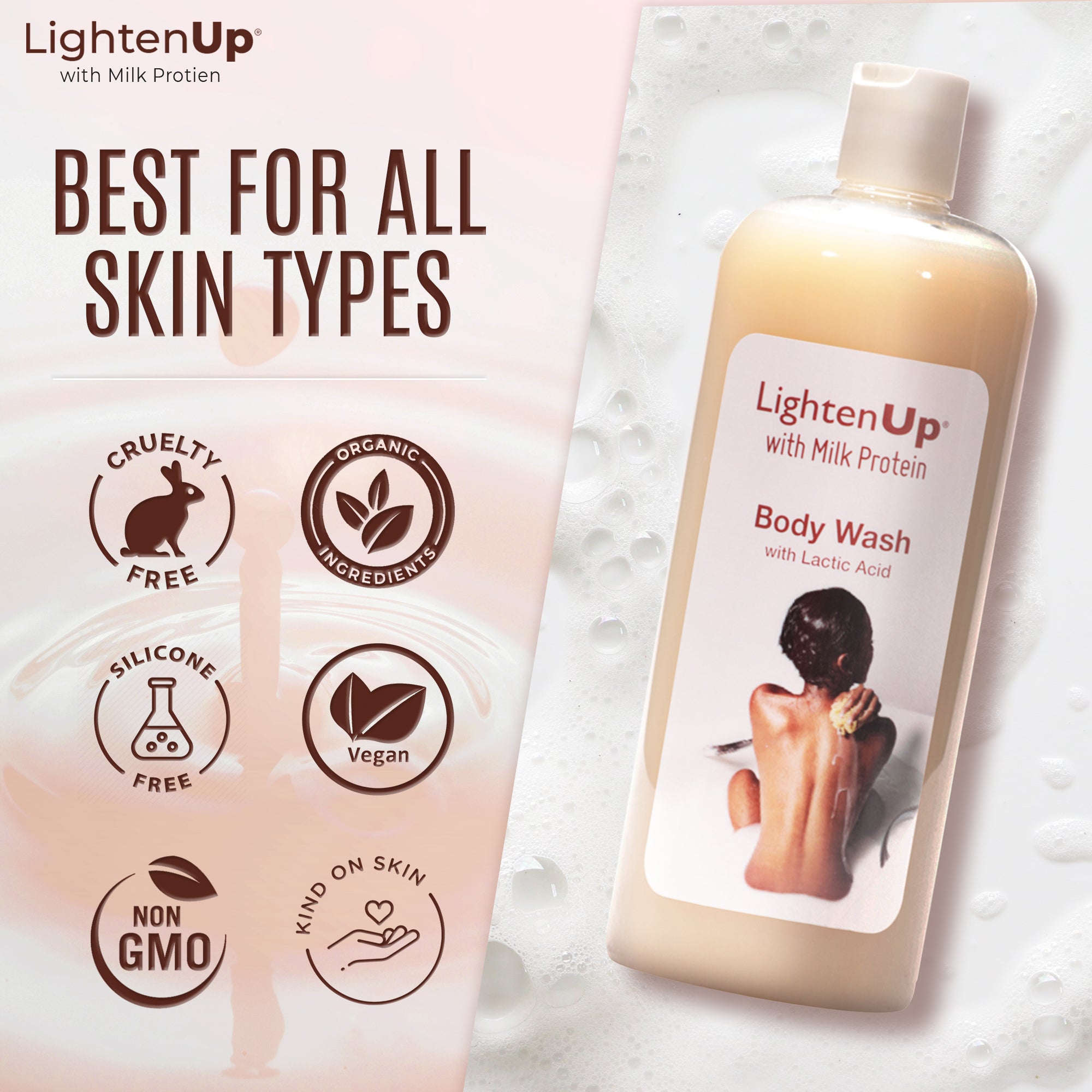 Omic Lightenup Lactic Acid Shea Butter Shower Gel - 1000ml Mitchell Brands - Mitchell Brands - Skin Lightening, Skin Brightening, Fade Dark Spots, Shea Butter, Hair Growth Products