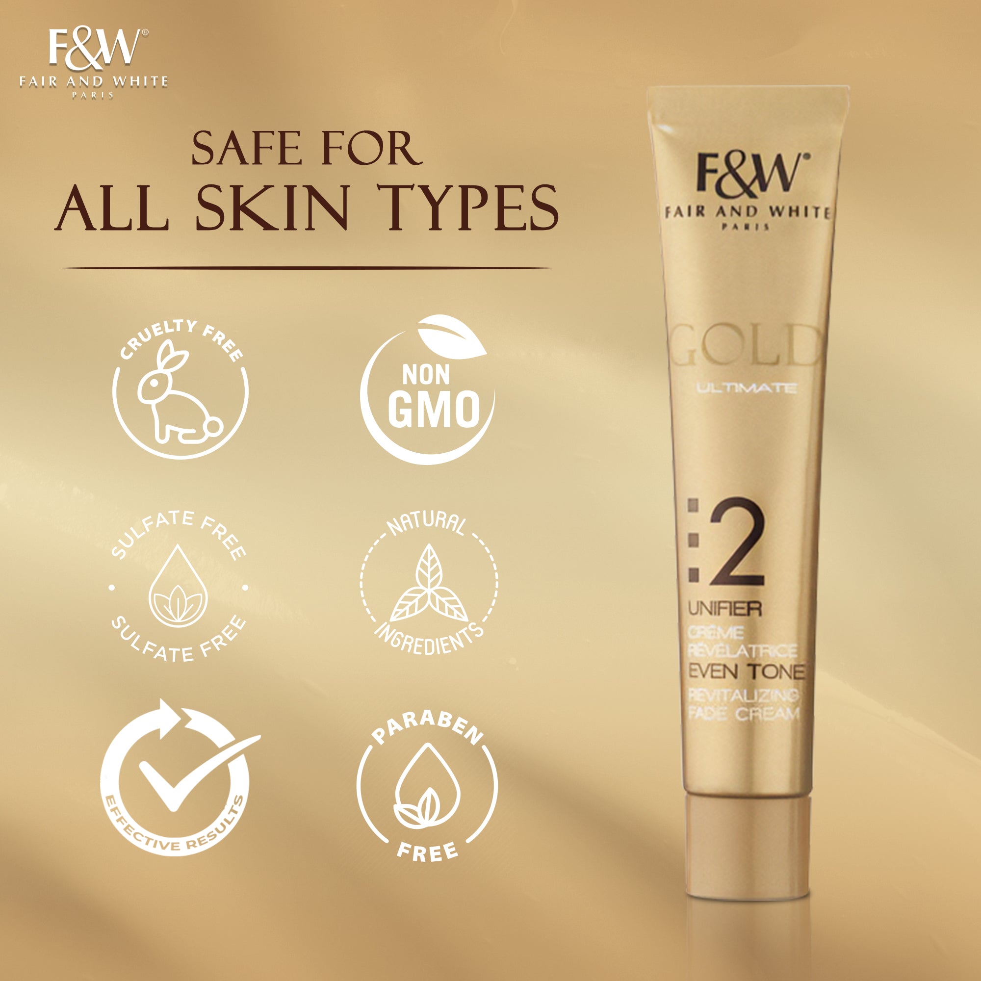 Fair & White Gold Revitalizing Step 2 Fade Cream -Unifier - 50ml / 1.7 oz Fair & White - Mitchell Brands - Skin Lightening, Skin Brightening, Fade Dark Spots, Shea Butter, Hair Growth Products