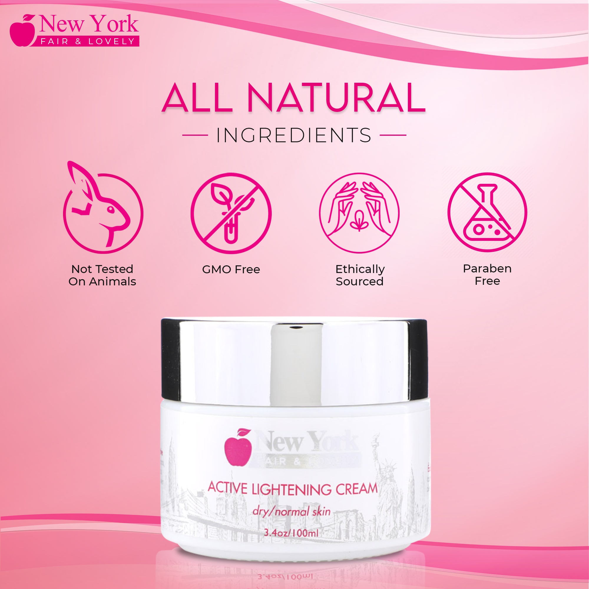 New York Fair & Lovely Active Lightening Cream - 100ml / 3.4 Oz New York Fair & Lovely - Mitchell Brands - Skin Lightening, Skin Brightening, Fade Dark Spots, Shea Butter, Hair Growth Products