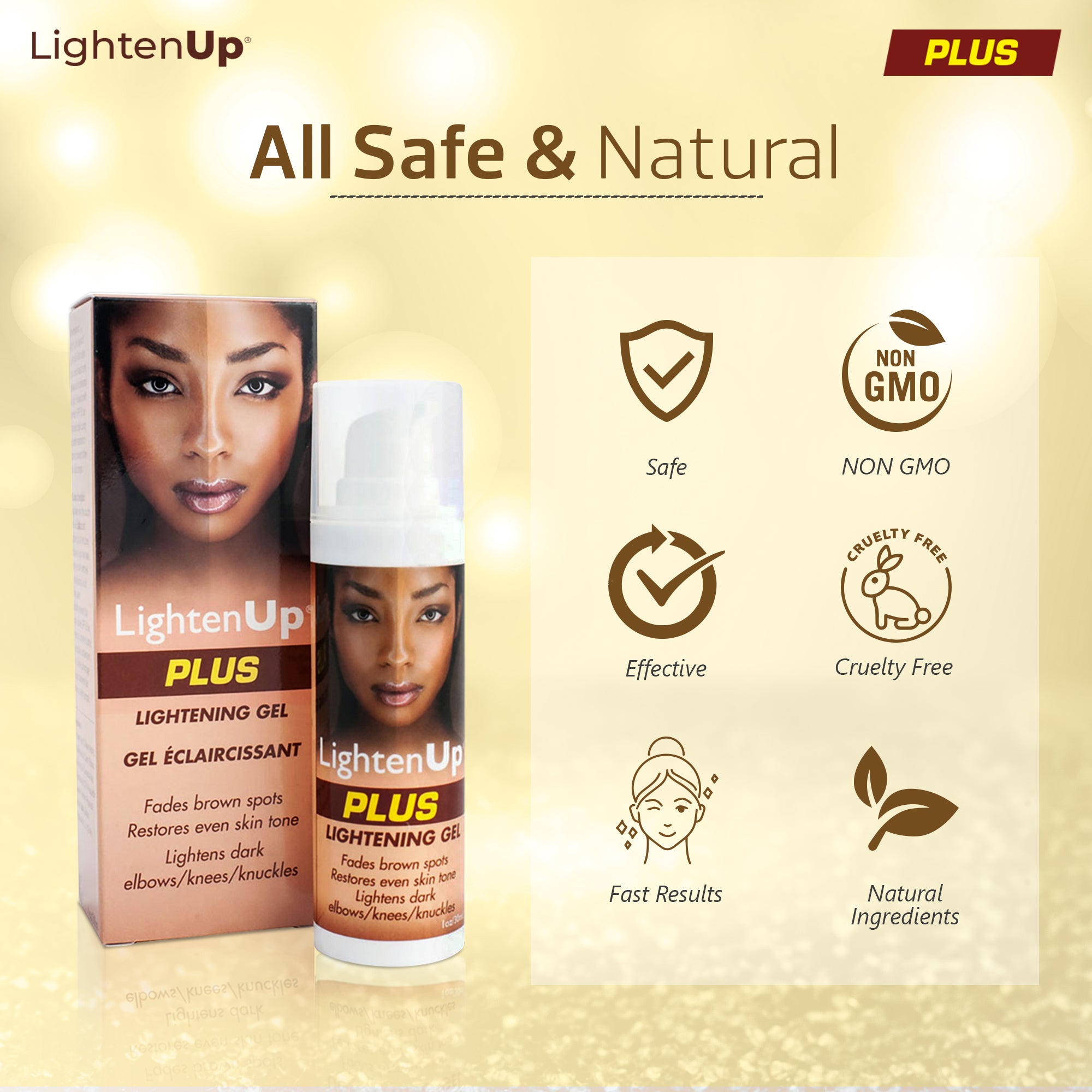 Omic LightenUp PLUS Lightening Gel - 30ml LightenUp - Mitchell Brands - Skin Lightening, Skin Brightening, Fade Dark Spots, Shea Butter, Hair Growth Products