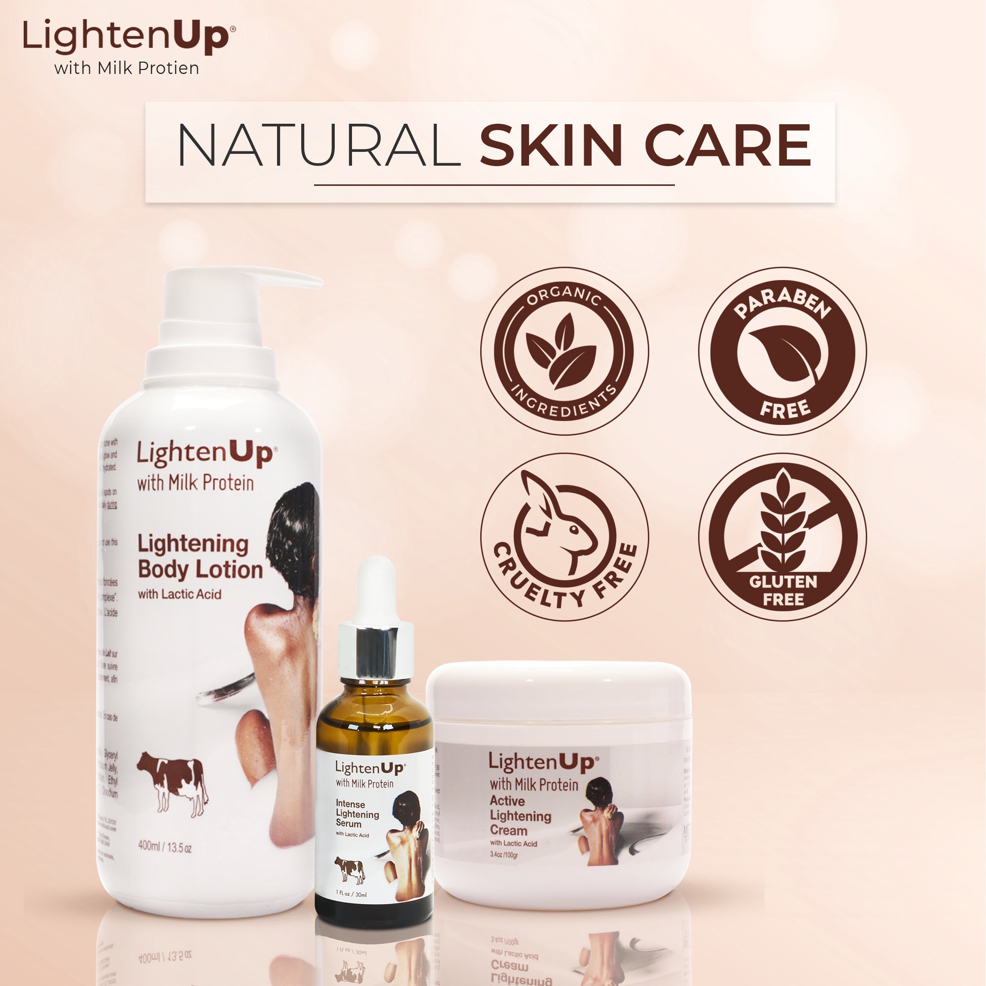 OMIC Lighten Up Milk Protein Bundle Mitchell Brands - Mitchell Brands - Skin Lightening, Skin Brightening, Fade Dark Spots, Shea Butter, Hair Growth Products