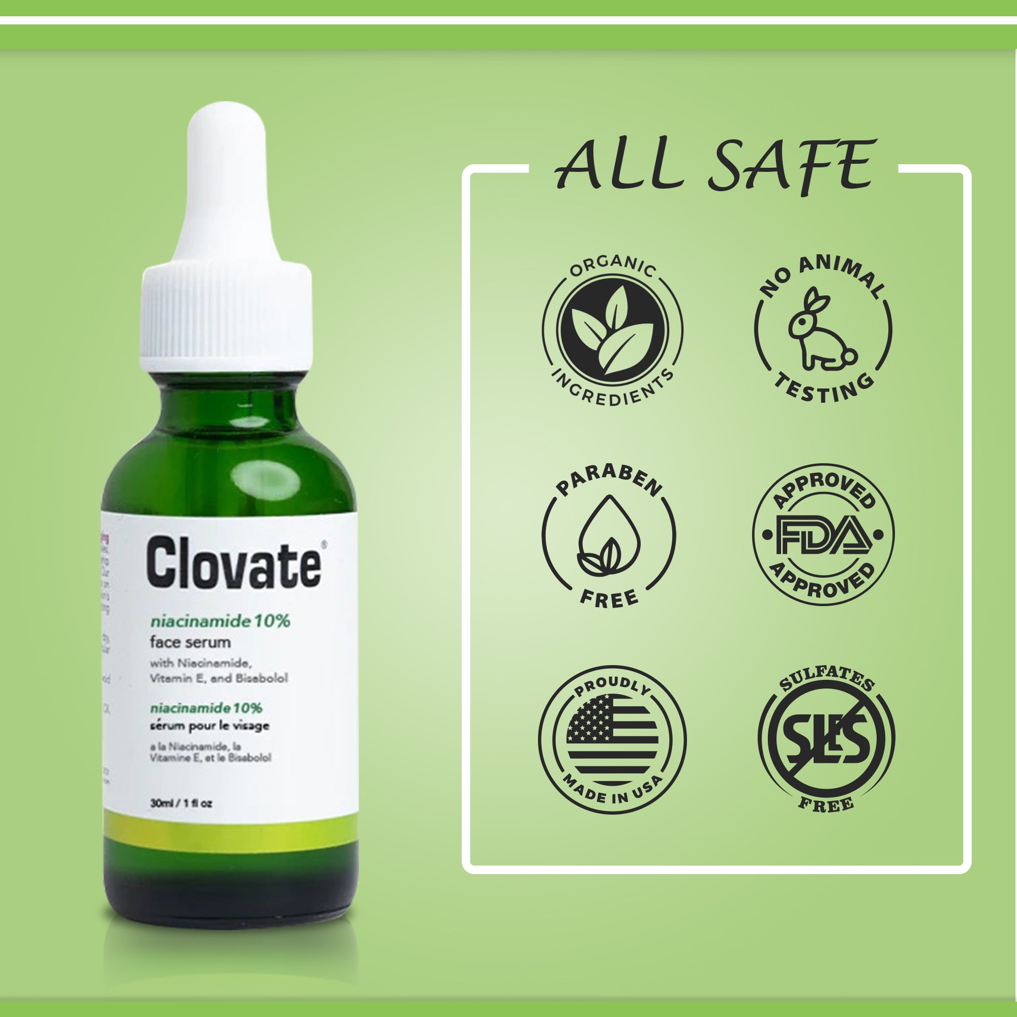 Clovate Niacinamide Serum - 30ml / 1 fl oz Mitchell Group USA, LLC - Mitchell Brands - Skin Lightening, Skin Brightening, Fade Dark Spots, Shea Butter, Hair Growth Products