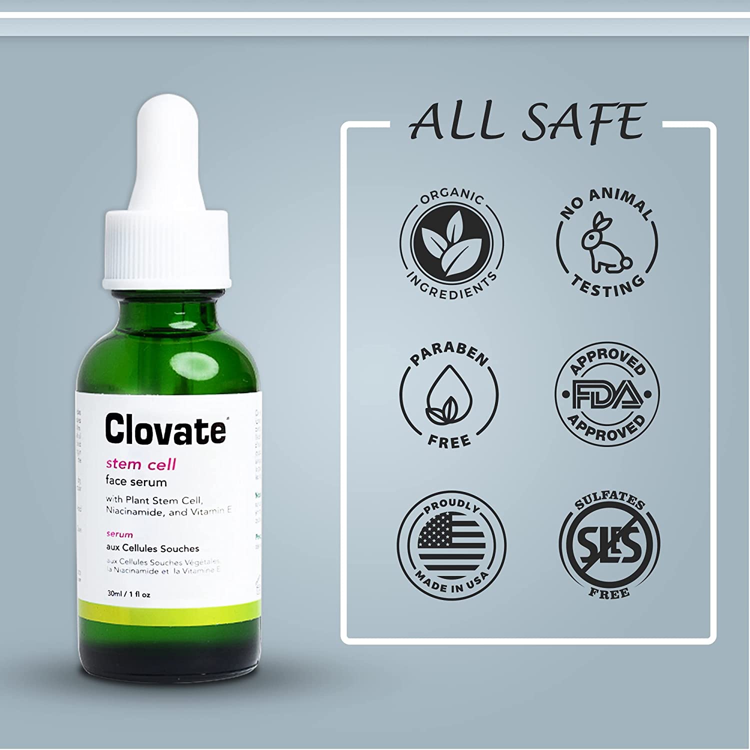 US Clovate Stem Cell Serum 30ml Mitchell Group USA, LLC - Mitchell Brands - Skin Lightening, Skin Brightening, Fade Dark Spots, Shea Butter, Hair Growth Products