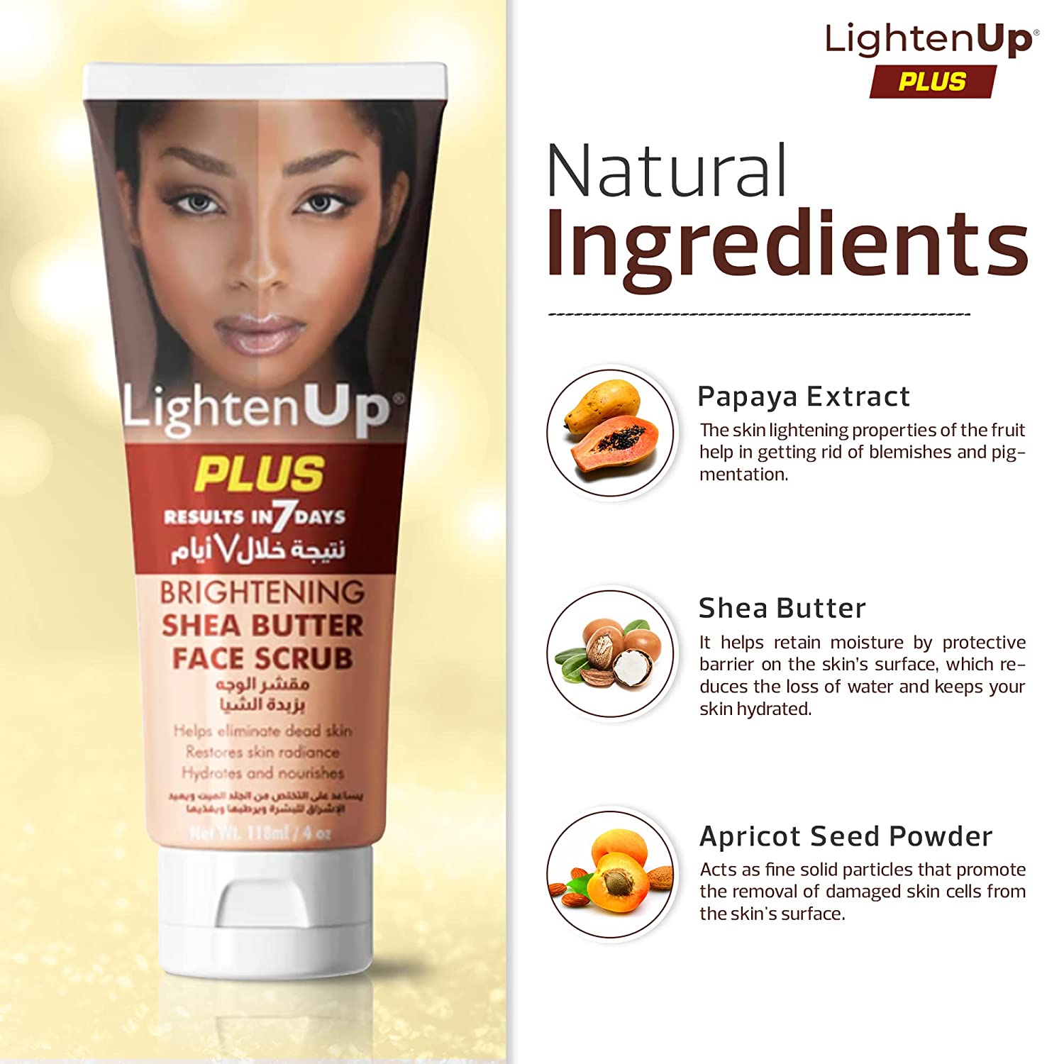 LightenUp Face Scrub 4 oz Mitchell Brands - Mitchell Brands - Skin Lightening, Skin Brightening, Fade Dark Spots, Shea Butter, Hair Growth Products