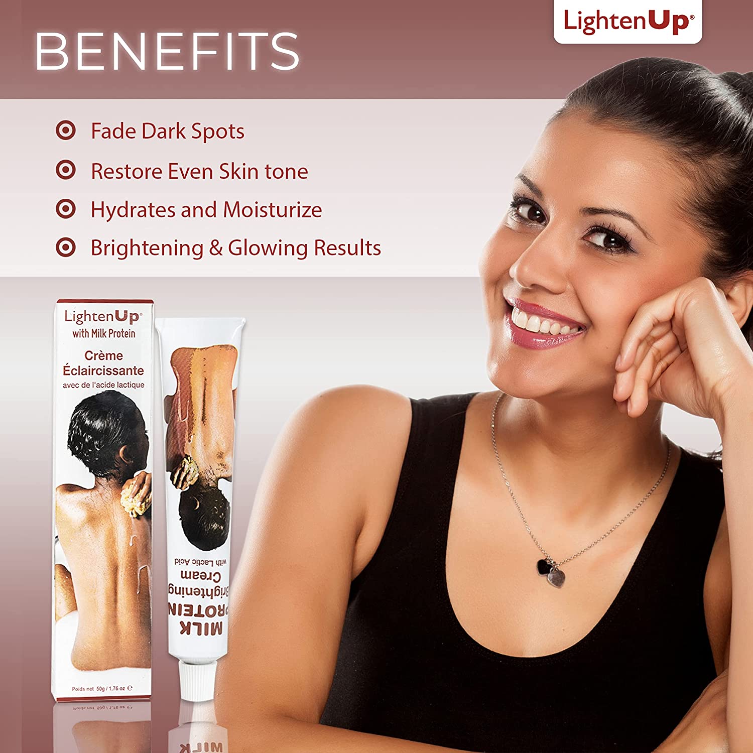 LightenUp Milk Protein Cream Tube 50g Mitchell Group USA, LLC - Mitchell Brands - Skin Lightening, Skin Brightening, Fade Dark Spots, Shea Butter, Hair Growth Products